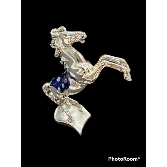 Ponte Vecchio Firenze Electro-Formed Silver Horse Glass Saddle Made in Italy - Picture 6 of 11